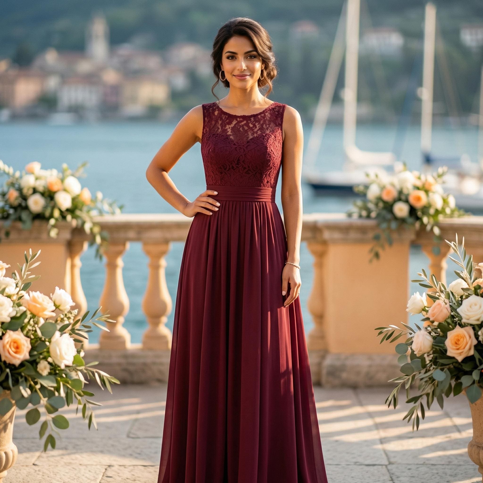 etsy burgandy bridesmaid dresses Charming Halter Sleeveless Lace Short/Mini Chiffon Bridesmaid Dresses