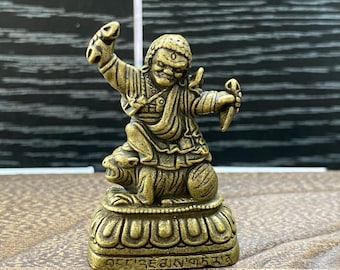 Brass Padmasambhava Mini Buddha Statue Tibetan Guru Figurine Pocket Shrine Pendant Feng Shui Decor