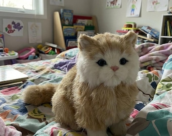 Realistic Plush Cat – Soft Stuffed Animal, Kids Room Decor
