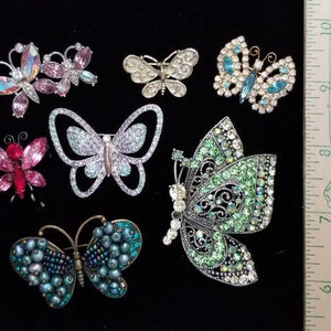 Set of 7 Vintage Rhinestone Butterfly Brooches - Etsy