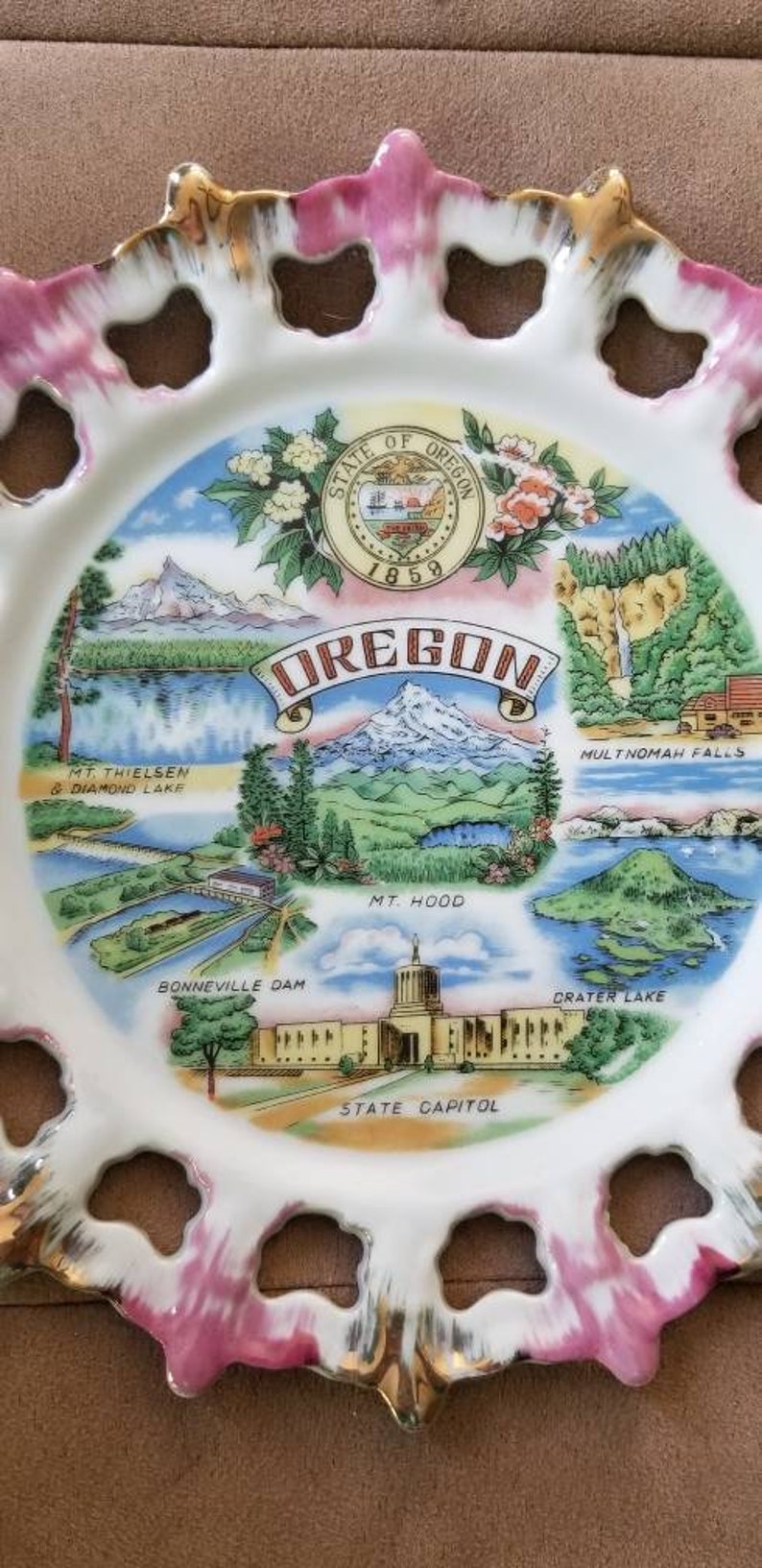 Vintage Oregon Souvenir Plate