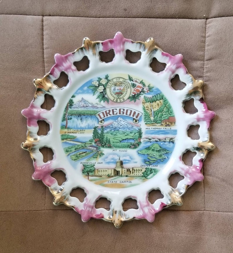 Vintage Oregon Souvenir Plate