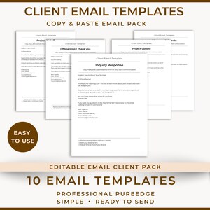 Plantillas de correo electrónico para clientes / Guiones para copiar y pegar para autónomos (Descarga digital)