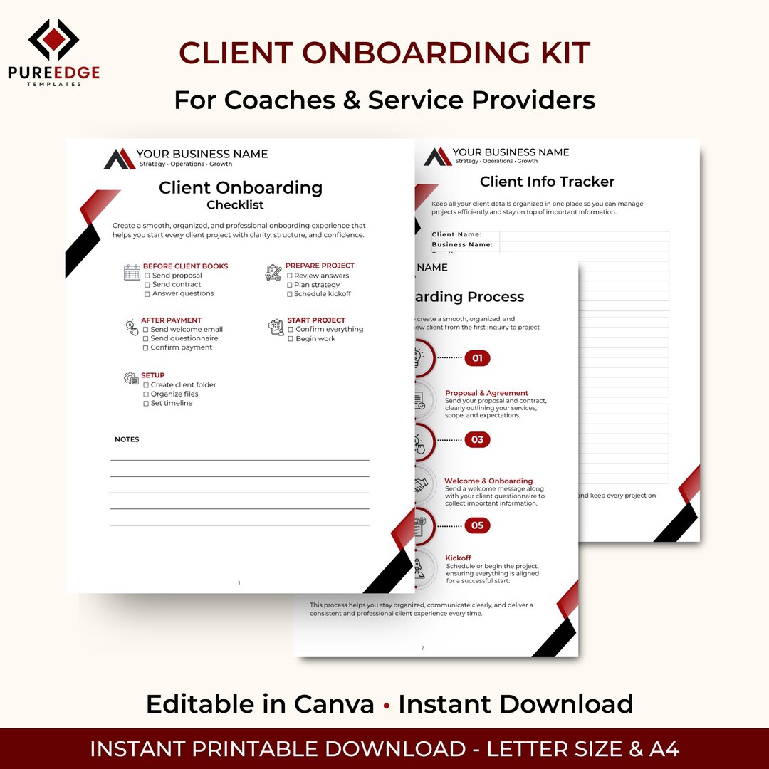 Client Onboarding Kit Canva Template | Workflow Checklist for Coaches ...