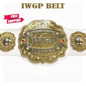 Replika des IWGP Intercontinental Championship-Gürtels, goldfarbene Platten, weißer PU-Lederriemen