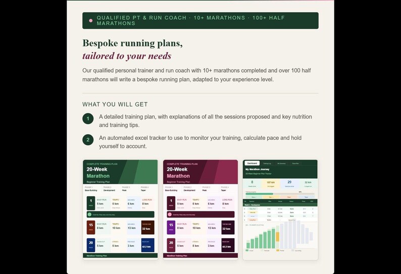 Bespoke Marathon and Half Marathon Training Plans - Etsy
