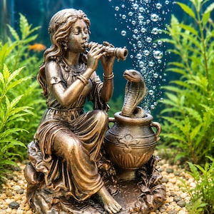 Snake Charmer Aquarium Bubbler STL, Aquarium Air Stone Ornament 3MF, Bubble Decor for Fish Tank, 3D Print File, Aquascape Decoration