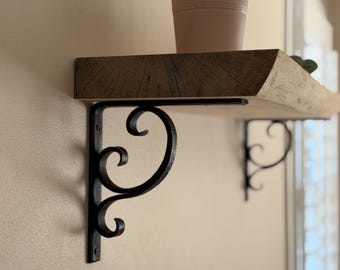 Support d'étagère décoratif en fer forgé | Support de table à volutes forgé à la main