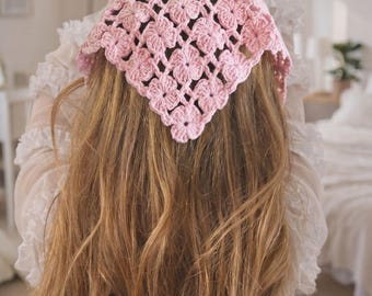 Modello di bandana all'uncinetto in PDF / Sciarpa triangolare con pizzo floreale / Fascia per i fianchi estiva / Maglietta estiva all'uncinetto / Download digitale / Modello all'uncinetto
