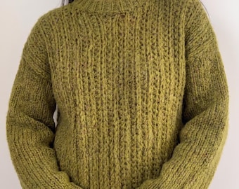Crochet Sweater Pattern PDF | Textured Crew Neck Pullover | Oversized Long Sleeve Jumper | Cozy Knit Look Winter Crochet Download