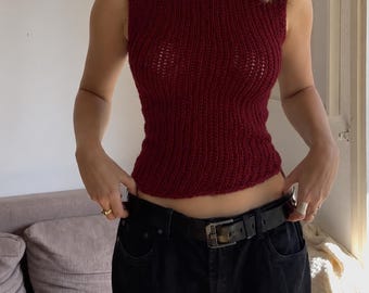 Crochet Top Pattern Women | Knit Look Tank Top PDF | Sleeveless Ribbed Shirt | Minimalist Y2K Top | Dark Academia Instant Download