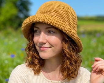 Modello PDF per cappello a secchiello all'uncinetto / 4 taglie, da neonato ad adulto / Cappello da sole a coste facile da realizzare / Cappello estivo all'uncinetto per principianti / Download immediato