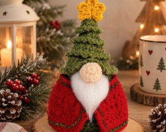 Crochet Gnome Pattern PDF | Christmas Tree Gnome Amigurumi | Holiday Winter Decor | Festive Table Centerpiece | Instant Download