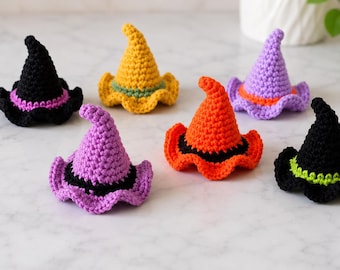 Mini Witch Hat Crochet Pattern PDF, Halloween Amigurumi Ornament, Small Witch Hat Decoration, Spooky Fall Crochet, Instant Download