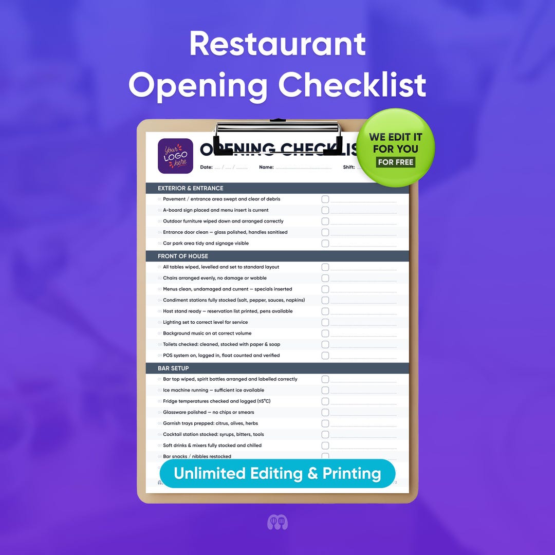 Restaurant Line Checklist.pdf Restaurant Opening Checklist | We Customize It for You - 100% Free ...