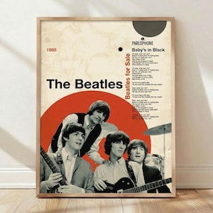 Beatles Poster, Baby's in Black Parlophone 1965, Retro Poster, Band Poster, Vintage Wall Art, Gift for Men