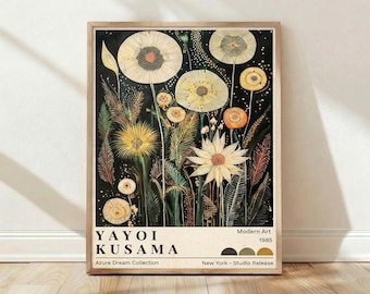 Yayoi Kusama 1985 Azure Dream Modern Botanical Floral Home Decor Wall Art Print Poster