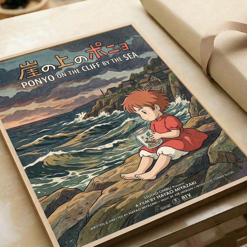 Ponyo Poster, Studio Ghibli Print, Miyazaki Wall Art, Anime Poster ...