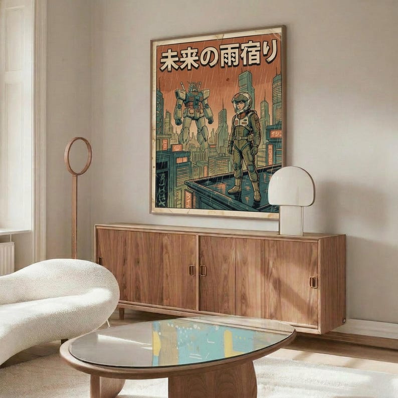 Mobile Suit Gundam Retro Mecha Poster, Japanese Anime Wall Art Print, Sci-Fi Home Decor image 7
