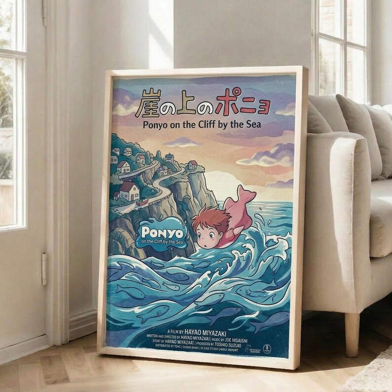 Ponyo Poster, Studio Ghibli Print, Miyazaki Wall Art, Anime Poster ...