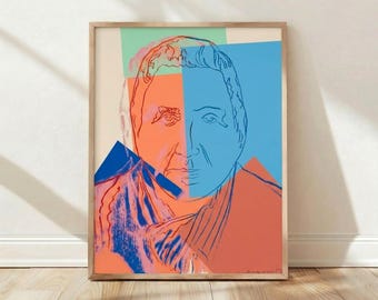 Andy Warhol Gertrude Stein Portrait, Pop Art Poster, Faceless Portrait Wall Art, Modern Living Room Decor