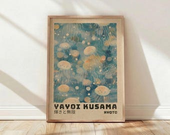 Yayoi Kusama Jellyfish Art Print, Kyoto Exhibition Poster, Fine Art Wall Decor