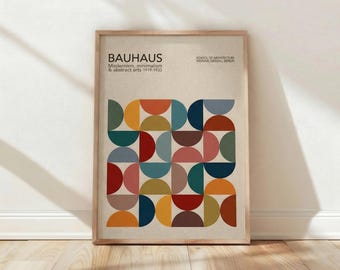 Lámina Bauhaus, Arte mural Bauhaus, Póster Bauhaus, Arte mural moderno de mediados de siglo, Arte geométrico abstracto, Arte Bauhaus, Arte mural MCM