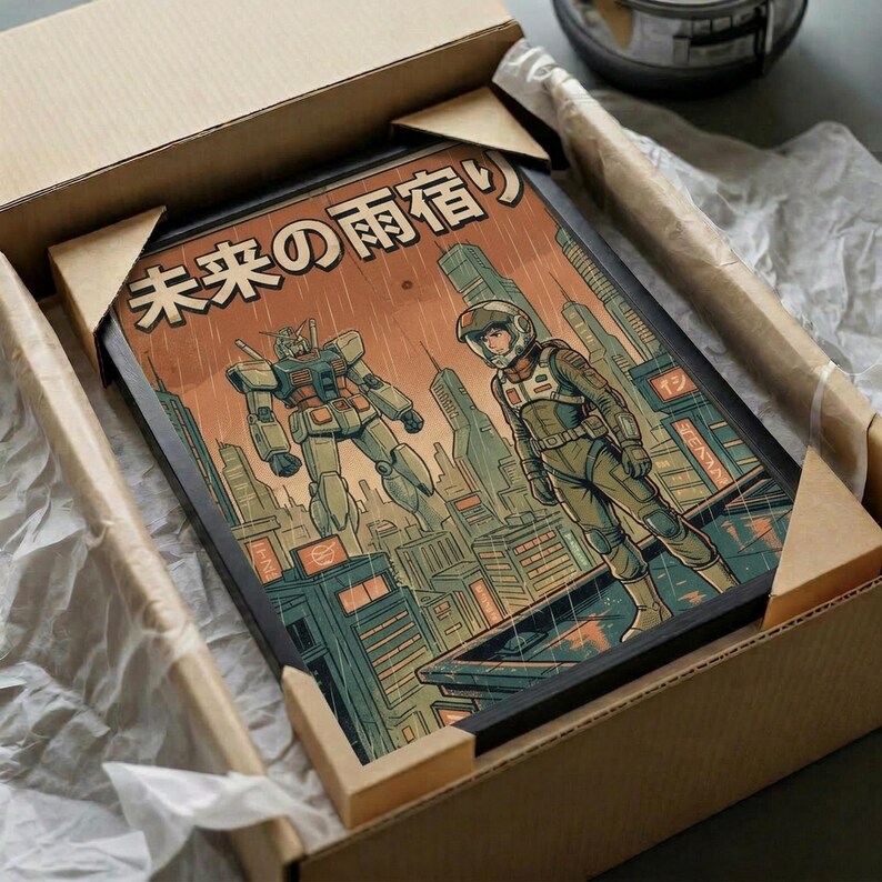 Mobile Suit Gundam Retro Mecha Poster, Japanese Anime Wall Art Print, Sci-Fi Home Decor image 5