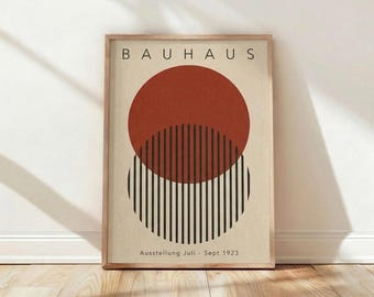 Lámina Bauhaus, arte abstracto geométrico, póster Bauhaus de la década de 1920, arte mural moderno de mediados de siglo, arte mural Bauhaus, decoración modernista, círculo rojo