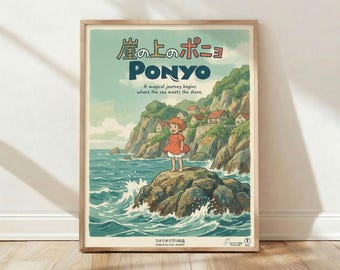 Ponyo 2008 Studio Ghibli Movie Poster, Hayao Miyazaki Anime Art Print, Wall Decor, Home