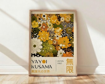 Yayoi Kusama Floral Art Print, Vintage Botanical Japanese Poster