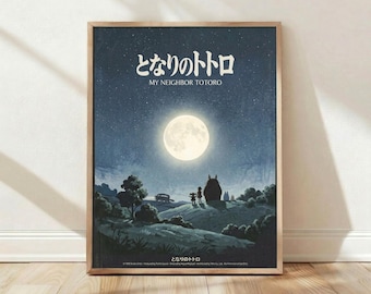 Lámina de Mi Vecino Totoro, Póster de Studio Ghibli, Arte mural de anime de Miyazaki, Decoración para sala de estar (30 x 45 cm)