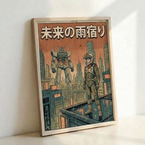 Mobile Suit Gundam Retro Mecha Poster, Japanese Anime Wall Art Print, Sci-Fi Home Decor image 9