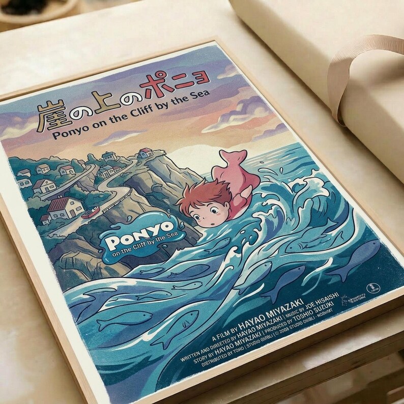 Ponyo Poster, Studio Ghibli Print, Miyazaki Wall Art, Anime Poster ...