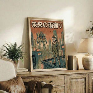 Mobile Suit Gundam Retro Mecha Poster, Japanese Anime Wall Art Print, Sci-Fi Home Decor image 6