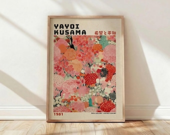 Yayoi Kusama, Hope and Peace, Mid Century Modern, Wandkunst, Print, Poster, Deko