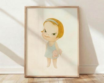 Lámina de Yoshitomo Nara, Póster de Niña con Cerdo, Arte de Pared de Anime Kawaii, Decoración Moderna para Guardería, Arte Original para Sala de Juegos, Decoración Dopamina