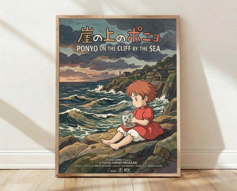 Ponyo Poster, Studio Ghibli Print, Miyazaki Wall Art, Anime Poster ...