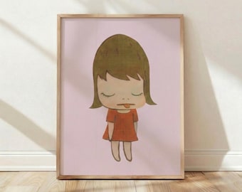 Lámina de Yoshitomo Nara, póster de chica kawaii, arte mural de anime, decoración infantil, arte mural original, arte japonés, decoración de sala de juegos, decoración que alivia la dopamina
