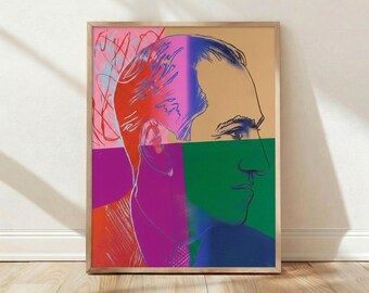 Andy Warhol Print, George Gershwin Pop Art Poster, Faceless Portrait Wall Art, Man Cave Decor