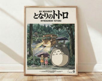 Póster de Mi Vecino Totoro, Lámina de Studio Ghibli, Arte de pared de Totoro, Póster de Ghibli, Lámina de Miyazaki, Póster de anime, Decoración infantil, Arte para sala de juegos