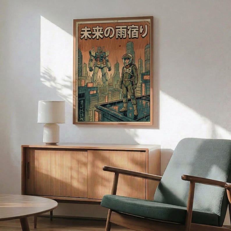 Mobile Suit Gundam Retro Mecha Poster, Japanese Anime Wall Art Print, Sci-Fi Home Decor image 8