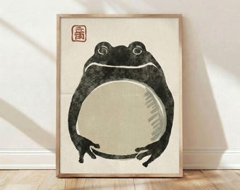 Matsumoto Hoji 1814 Frosch Kunstdruck, Japanischer Holzschnitt 1814, Vintage Minimalistisches Wanddekor