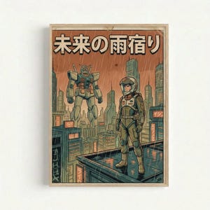 Mobile Suit Gundam Retro Mecha Poster, Japanese Anime Wall Art Print, Sci-Fi Home Decor image 2