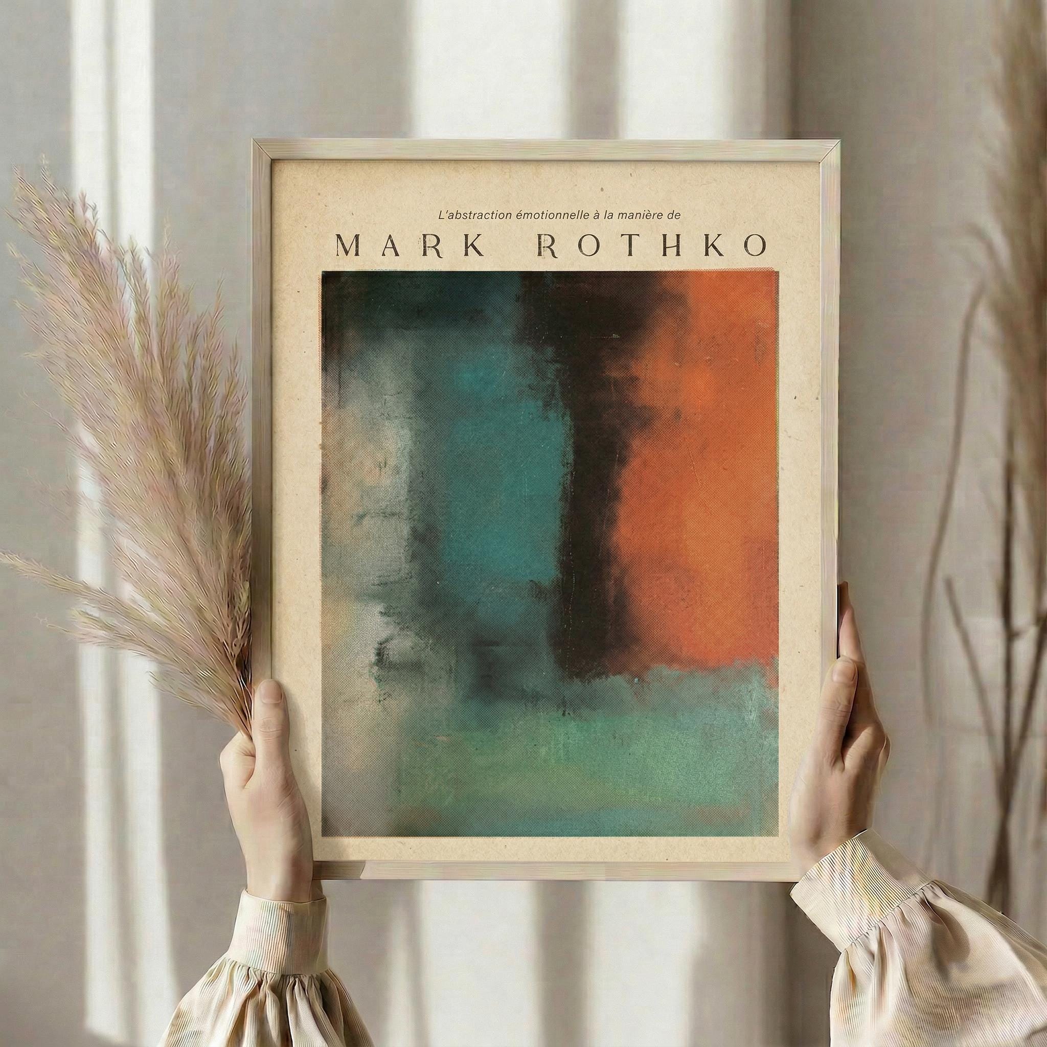 Mark Rothko Art Print, Abstract Expressionism Poster, Orange Teal Black ...