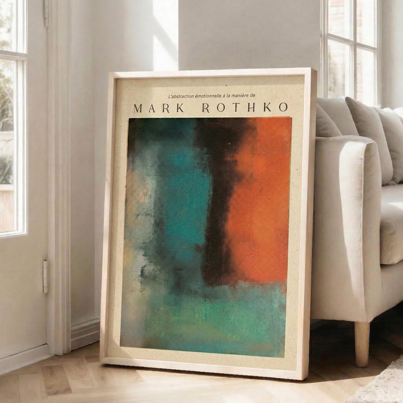 Mark Rothko Art Print, Abstract Expressionism Poster, Orange Teal Black ...