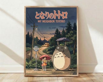 Póster de Mi Vecino Totoro, Lámina de Studio Ghibli, Arte de pared de Totoro, Póster de anime, Decoración Ghibli, Regalo para él, Decoración infantil, Arte de Miyazaki
