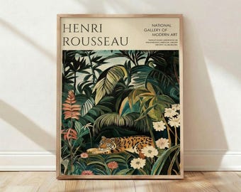Henri Rousseau Tiger Jungle Exhibition Poster, Home Decor, Wall Art, Fine Print, Gallery, Tropical.