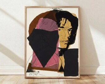 Andy Warhol Mick Jagger Poster, Pop Art Print, Rolling Stones Wall Art, Man Cave Decor, Abstract Portrait Gift
