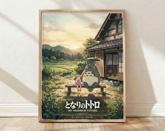 Póster de Mi Vecino Totoro, Lámina de Studio Ghibli, Arte de pared de Totoro, Arte de Miyazaki, Póster de Ghibli, Lámina de anime japonés, Decoración infantil